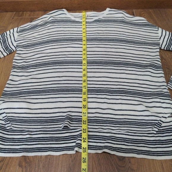 Eileen Fisher Petite Size S Organic Cotton Striped Sweater Hi-Lo Hem Oversized - Picture 9 of 10